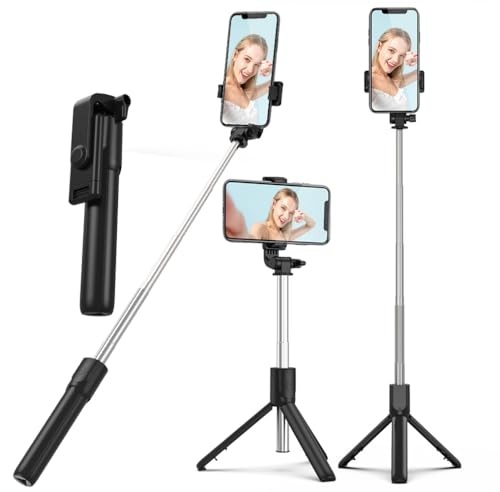 XIHAMA Selfie Stick Tripod,3 in 1 Extendable Selfie Stick with Wireless Remote,Portable Phone Tripod Stand Compatible with iPhone16 15 14,Samsung Smartphone and More - color: Black