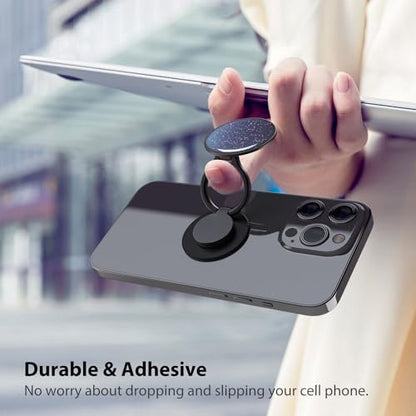 Phone Grip Holder, Phone Ring Holder Finger Kickstand, Adjustable Metal Cell Phone Rings Gripper Stand Work with Magnetic Car Mount for iPhone Samsung &Other Phones - Sky Blue - color: Sky Sparkle Blue
