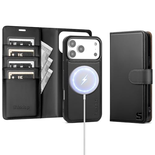 Shieldtop Compatible with MagSafe iPhone 17 Pro Wallet Case,Black | 2 in 1 Detachable Magnetic,Credit Card Holder Slots,RFID Blocking,PU Leather,Kickstand,Flip Folio Phone Cover for Men & Women - color: Black, size: iPhone 17 Pro - 6.3"