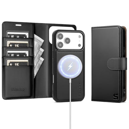 Shieldtop Compatible with MagSafe iPhone 17 Pro Wallet Case,Black | 2 in 1 Detachable Magnetic,Credit Card Holder Slots,RFID Blocking,PU Leather,Kickstand,Flip Folio Phone Cover for Men & Women - color: Black, size: iPhone 17 Pro - 6.3"