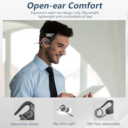 BANIGIPA Bluetooth Headset with Removable Microphone, Open Ear Headphones