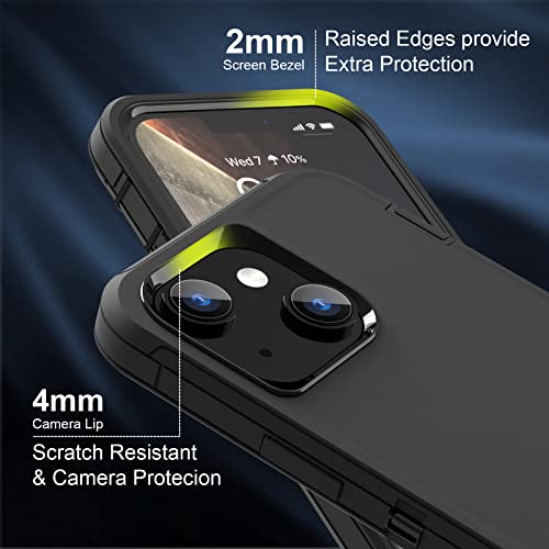 Sansunto for iPhone 16e Case, Protective Cover for 13, 14, 15, 16E 6.1", Heavy Duty Shockproof Drop Proof 3 in 1 Silicone Rubber Cover, Rugged Hybrid Durable Phone Cases for Men & Women (Black) - color: Black