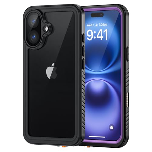 Lanhiem for iPhone 16 Case, IP68 Waterproof Dustproof Shockproof Cases with Built-in Screen Protector, 360 Full Body Protective Heavy Duty Rugged Phone Cover for iPhone 16-6.1 inch (Purple) - color: Purple, size: for iPhone 16