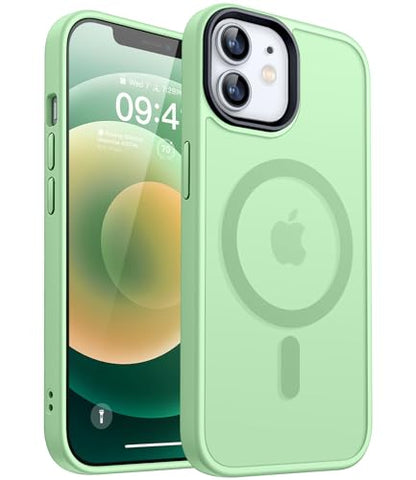 CANSHN Magnetic for iPhone 12 Case/iPhone 12 Pro Case, Light Green | Translucent Matte, Compatible with MagSafe, Heavy Duty Protection, Scratch Resistant, Slim Fit, Pocket Friendly - color: Matte Magnetic & Light Green