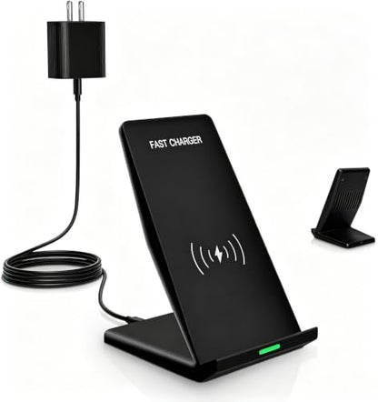 Wireless Charger Station,15W Desk Wireless Charging Stand 20W USB C Adapter for Apple iPhone 17 Pro/17/17/Air/16 Pro/16E/16 Plus/15/14/13,Samsung Galaxy S25/S24/S23/S22/Z Flip Fold/Note 20,Google etc - color: Black