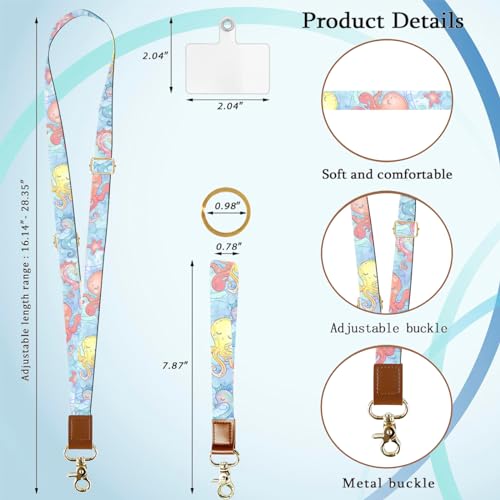Phone Lanyard Wrist Strap Crossbody Adjustable, Cell Phone Lanyard for Around The Neck Shoulder Wristlet Strap - color: Octopus