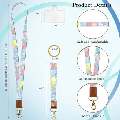 Phone Lanyard Wrist Strap Crossbody Adjustable, Cell Phone Lanyard for Around The Neck Shoulder Wristlet Strap - color: Octopus
