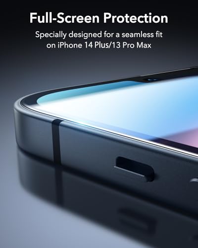 ESR 3 Pack for iPhone 14 Plus/13 Pro Max Screen Protector, Armorite | 7X Impact Absorption, 9H+ Tempered Glass, Easy One-Pull Installation, Full-Coverage Protection, UltraFit Tray, Bubble-Free - size: iPhone 14 Plus/13 Pro Max 6.7 inch