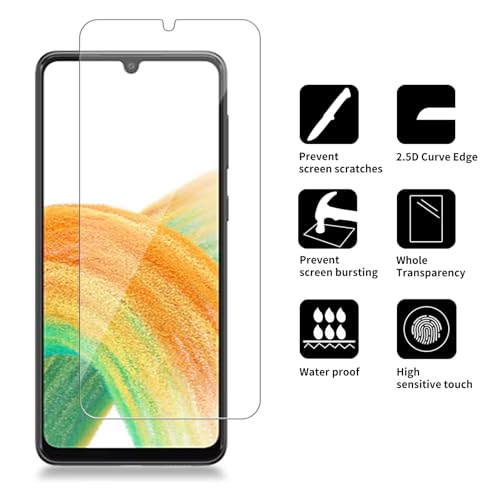 4 Pack Glass Screen Protector Compatible for Samsung Galaxy A33 5G [9H Hardness] SM-A336E HD Screen Tempered Glass, Scratch Resistant,Easy Install [Case Friendly] - size: Galaxy A33 5G