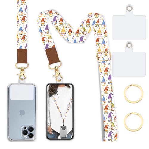 Phone Lanyard Wrist Strap Crossbody Adjustable, Cell Phone Lanyard for Around The Neck Shoulder Wristlet Strap - color: Gnomes