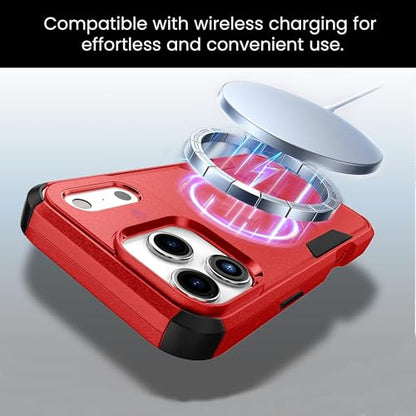 MXX for iPhone 17 Pro Max Case, Heavy Duty 3 in 1 Wing Design Protective Cover with MagSafe, Phone Case 2025 (Red) - color: Red, size: iPhone 17 Pro Max
