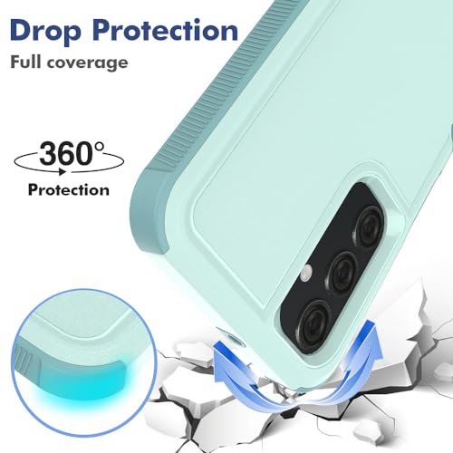 for Samsung Galaxy A25 5G Case: Dual Layer Protective Heavy Duty Cell Phone Cover Shockproof Rugged with HD Screen Protector - Military Protection Bumper Tough - Samsung Galaxy A25 5G 2024, Green - color: Mint Green (PC) + Mint Green (TPU)