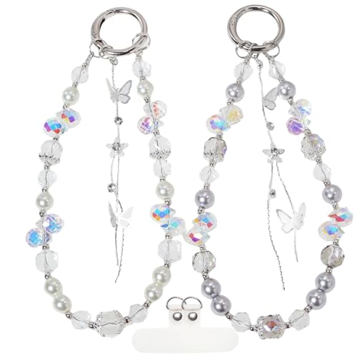 Beaded Phone Wrist Strap, Crystal Key chain Wristlet, Cute Purse Bag Charms - style: Style2