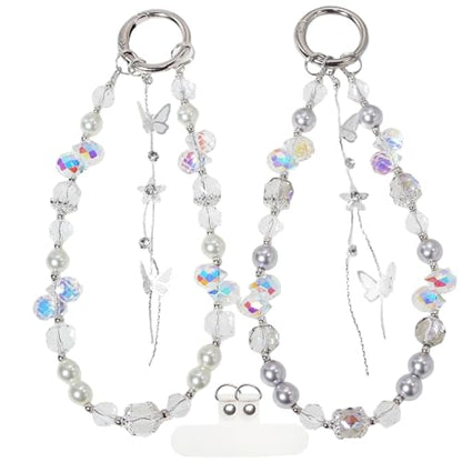 Beaded Phone Wrist Strap, Crystal Key chain Wristlet, Cute Purse Bag Charms - style: Style2