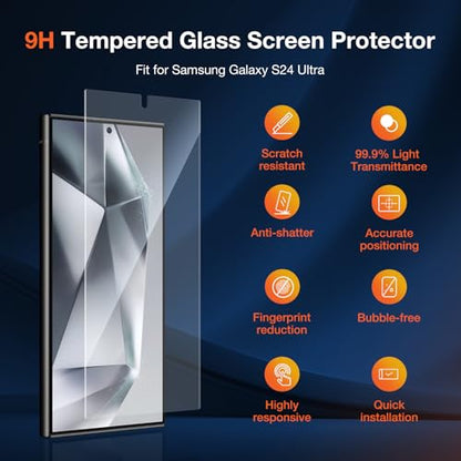 KUZOOM HD Clarity 9H+ Screen Protector for Samsung Galaxy S25 Ultra, 2 Pack - color: Galaxy S24 Ultra Transparent