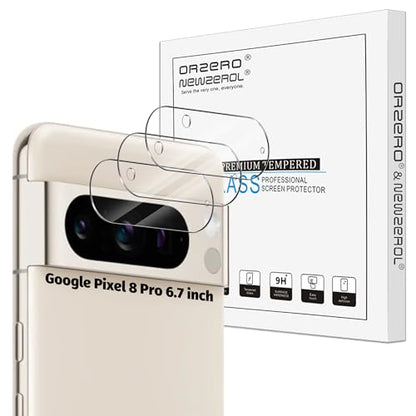 Orzero (3 Pack Camera Lens Protector Compatible for Google Pixel 8 Pro 6.7", Protector de Cámera Glass High Definition Anti-Scratch Case Friendly Does Not Affect Temperature Sensor (Not for Pixel 8) - size: 6.7 inch