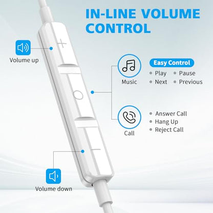 USB C Earbuds Wired for iPad/iPhone 18 Pro Max Duo 17 Air Plus, Silver - color: Silver