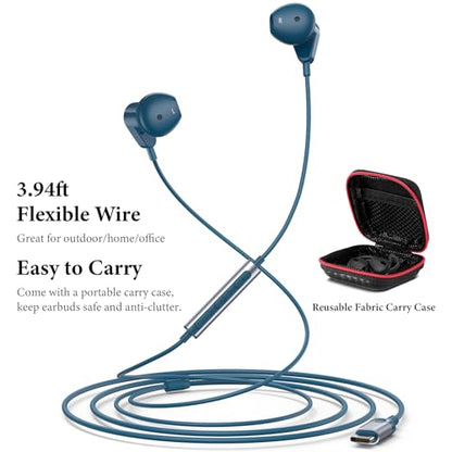 APETOO USB C Headphones for iPhone 18 Pro Max 17 16 15/iPad Air Earbuds - color: Lake blue