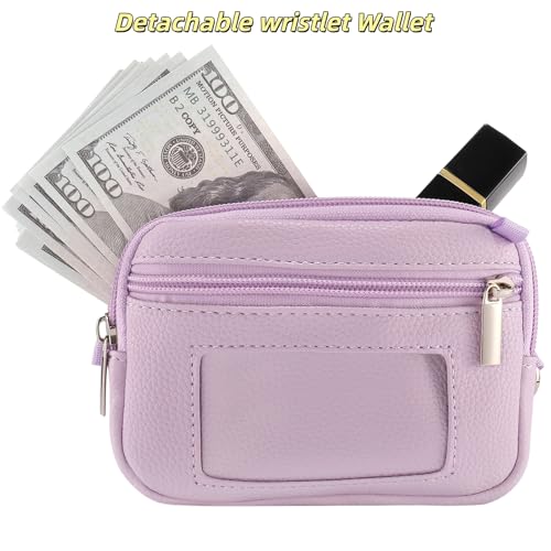 Clip and Go strap for phone with Leather Wallet crossbody phone - color: Purple