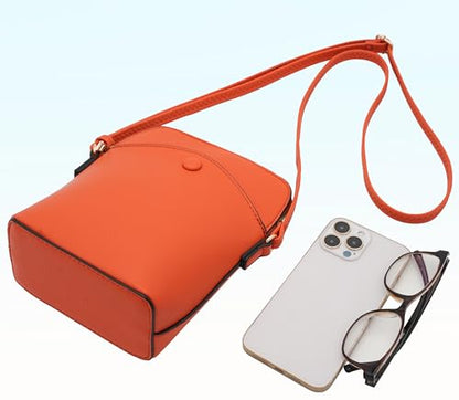 Small Crossbody Bag with Gold Hardware, Mini Shoulder Purse with Adjustable Strap - color: Burnt Orange