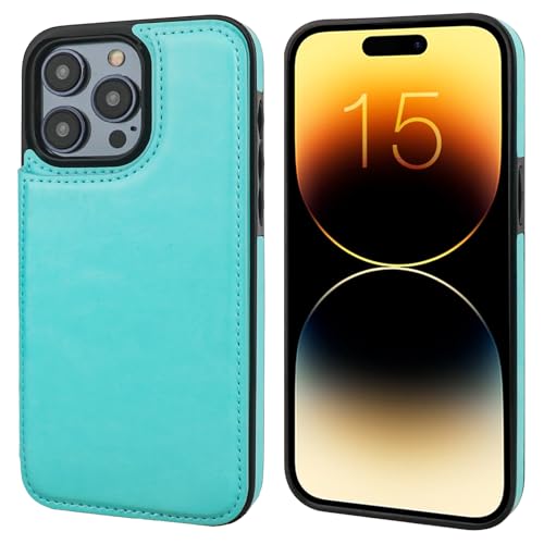 ONETOP for iPhone 15 Pro Max Wallet Case with Credit Card Holder,LightBlue | Kickstand,ID/Cash Holder,Case Wallet with Card Slots,Double Magnetic Clasp,Durable PU Leather Shockproof Cover for Women Men - color: Light Blue