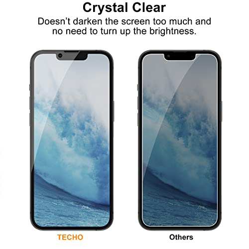 TECHO Privacy Screen Protector Compatible with iPhone 16e / iPhone 14 / iPhone 13 / iPhone 13 Pro Tempered Glass Film (Edge to Edge Full Coverage) (Anti Spy) (Case Friendly) (2 PACK) (6.1 inch)