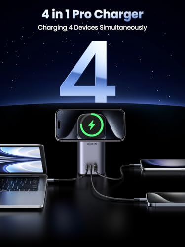 UGREEN Nexode 100W USB C Charging Station, 4-Port Qi2 Charger Stand