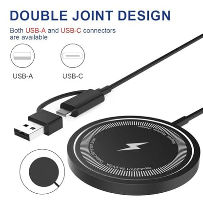 15W Magnetic Fast Wireless Charging Pad Dock Station Strong Magnet Lightweight Portable Charger for iPhone 12 13 14 15 16 17 Series Suitable for Travel Home Office Desk (USB C Input Only White) - color: USB C Input Only White