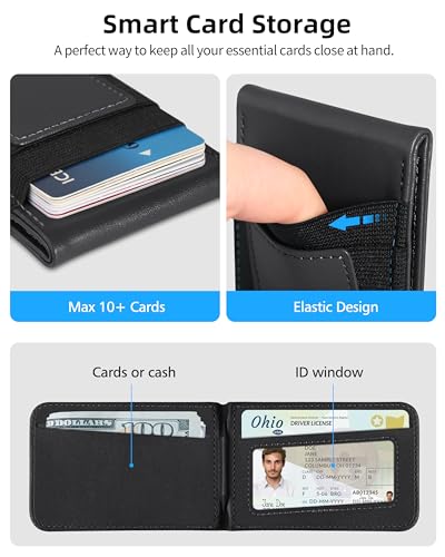 For Magsafe Wallet Stand, Hold 10 Cards, Strongest Magnetic Wallet | Leather Magnetic Phone Wallet for iPhone 17/16/15/14/13 Series, ID Window, 4 Card Slot, RFID Blocking, Black - color: Black
