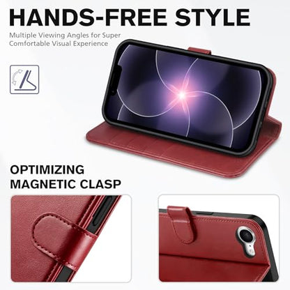 TUCCH Wallet Case for iPhone 17e/16e (6.1"), 4 Card Holders, Plum Purple | RFID Blocking, Viewing Stand, Shockproof TPU Shell, PU Leather, Magnetic Closure, Protective Folio Flip Cover - color: Plum Purple