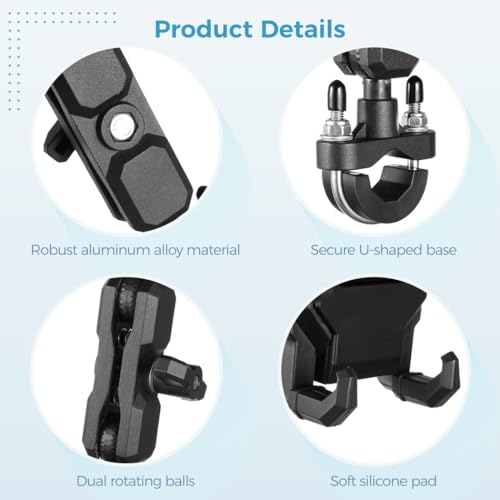 Vibration Dampening Motorcycle Phone Holder, Adjustable Mount for 4.7-7.2 Phones with Anti-Shake Features