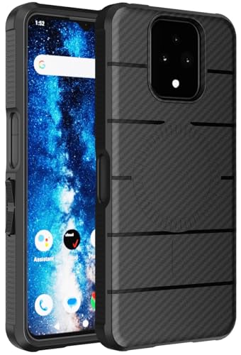 Case and Holster Combo for Sonim XP Pro 5G Phone - Carbon Fiber Design | Compatible with MagSafe, Magnetic, Rugged Cover, Enhanced Grip, with Belt Clip Holder, Ratchet Rotation - color: Carbon Fiber