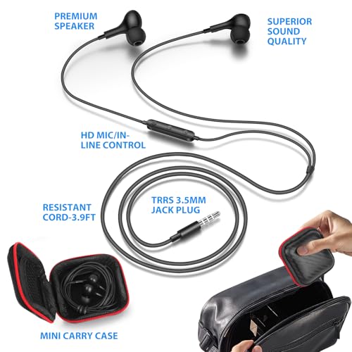 ASKUBSKU Wired Earbuds 3.5mm Headphones for PC School Computer, Black - color: Black