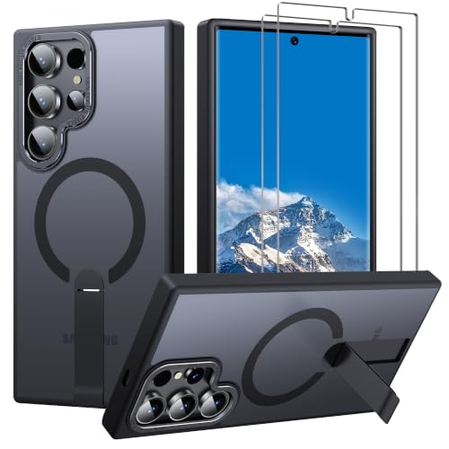 for S23-Ultra Case, Compatible with MagSafe, Durable Stand, Black - color: Black, size: Galaxy S23 Ultra 6.8"