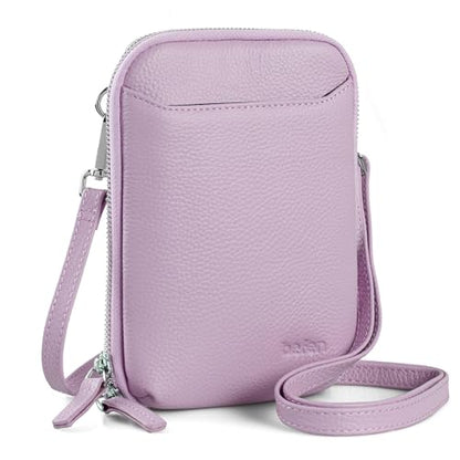 befen Genuine Leather Crossbody Cell Phone Purse for Women, Small Zip Around RFID Blocking Crossbody Wallet Bags - color: Purple