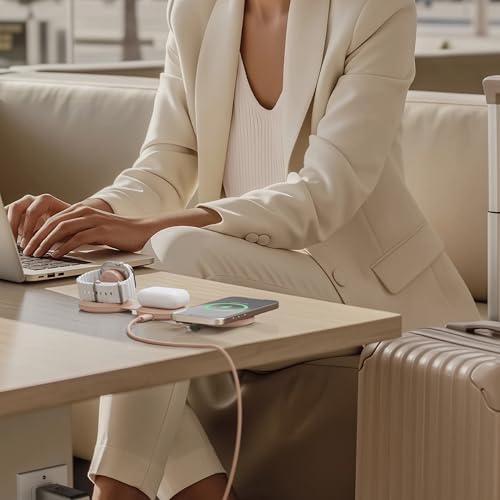 Satechi OntheGo 3-in-1 Wireless Charger, Qi2 15W Fast Charging, Desert Rose - color: Desert Rose