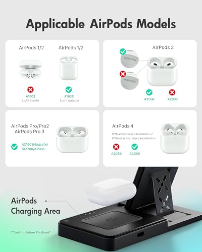GETPALS Wireless Charger iPhone Charging Station for Apple Multiple Devices - color: Black