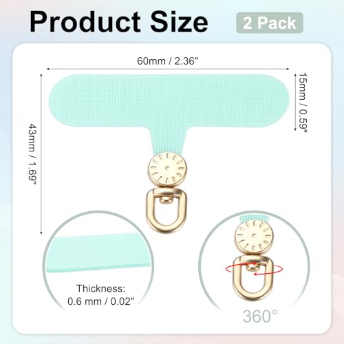 uxcell Rotating Phone Lanyard Tab Ultra-Thin No-Adhesive Phone Tether Patch - color: Gold Dial, Light Green Patch