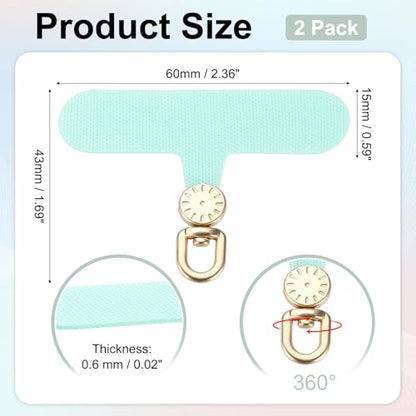 uxcell Rotating Phone Lanyard Tab Ultra-Thin No-Adhesive Phone Tether Patch - color: Gold Dial, Light Green Patch