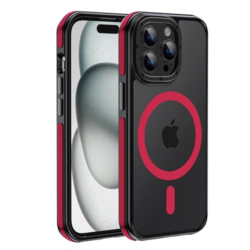 Strong Magnetic case for iPhone 14 pro max [10Ft Military-Grade Protection] Compatible with MagSafe Shockproof Slim Thin Cover 6.7 inch, Red Bumper Case - color: A6-Red Bumper, size: iPhone 14 Pro Max(6.7")