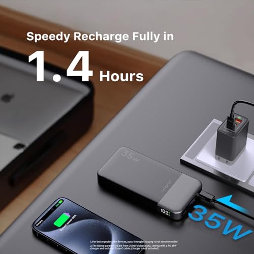 JUOVI Power Bank 35W 10000mAh Portable Charger Fast Charging - color: Black