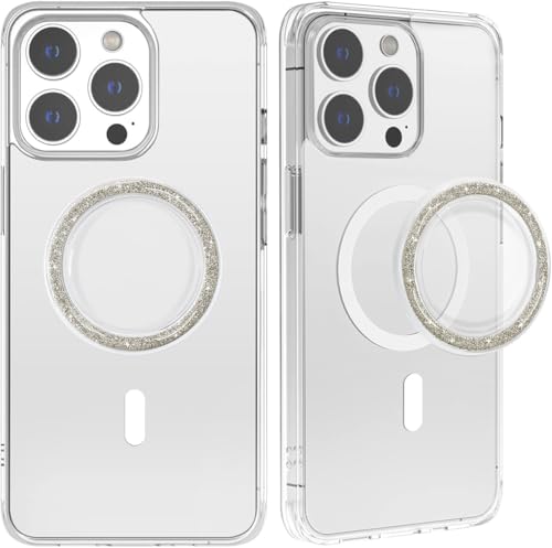 metisinno Magnetic Base Compatible with PopSocket Phone Grips and iPhone MagSafe Cases, Sparkle Glitter - color: Sparkle Clear