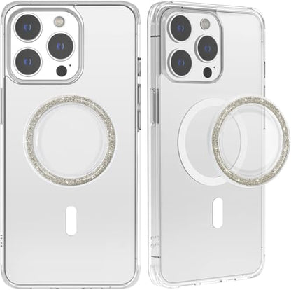 metisinno Magnetic Base Compatible with PopSocket Phone Grips and iPhone MagSafe Cases, Sparkle Glitter - color: Sparkle Clear