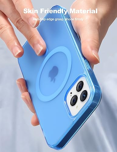 Tigowos Magnetic Case for iPhone 13 Pro, Military Grade Drop Tested, Compatible with MagSafe, Slim Protective Translucent Matte Blue - color: Blue, size: iphone 13 pro（6.1）