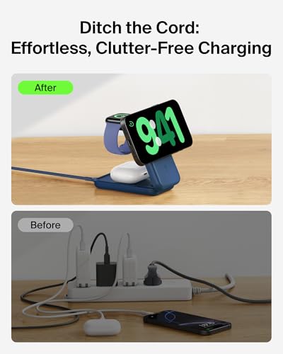 Belkin Qi2.2 25W Wireless 3 in 1 Foldable Fast Charging Station for iPhone - color: Blue