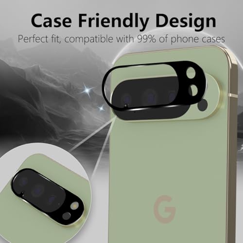 2 Pack Camera Lens Frame for Google Pixel 10 Pro XL, 9H Glass Screen Protector Anti-Scratch, Tempered Glass Camera Cover Accessories for Google Pixel 10 Pro XL, Black - size: for Google Pixel 10 Pro XL