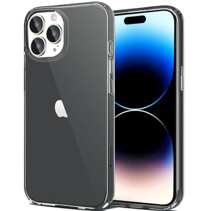 JJGoo Compatible with iPhone 14 Pro Case, Clear Soft Shockproof Protective Slim Thin Bumper Cover Transparent Phone Case, Translucent Black - color: Black