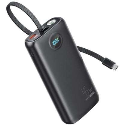 DIAMUAR Portable Charger 20000mAh 45W, Built in USB C Cable, 3W Flashlight - color: Black