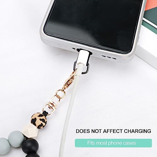 VICHUNHO Marble Silicone Beaded Phone Wrist Strap - color: Leopard Print
