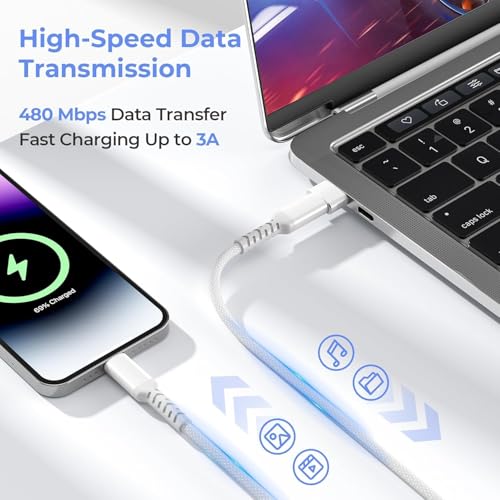 Elebase USB C to Lightning Charger Cable 3.3FT with USB Adapter - color: Straight-White, size: 3.3 FT